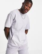 Topman Oversized Utility T-shirt With Puller In Light Gray-blues