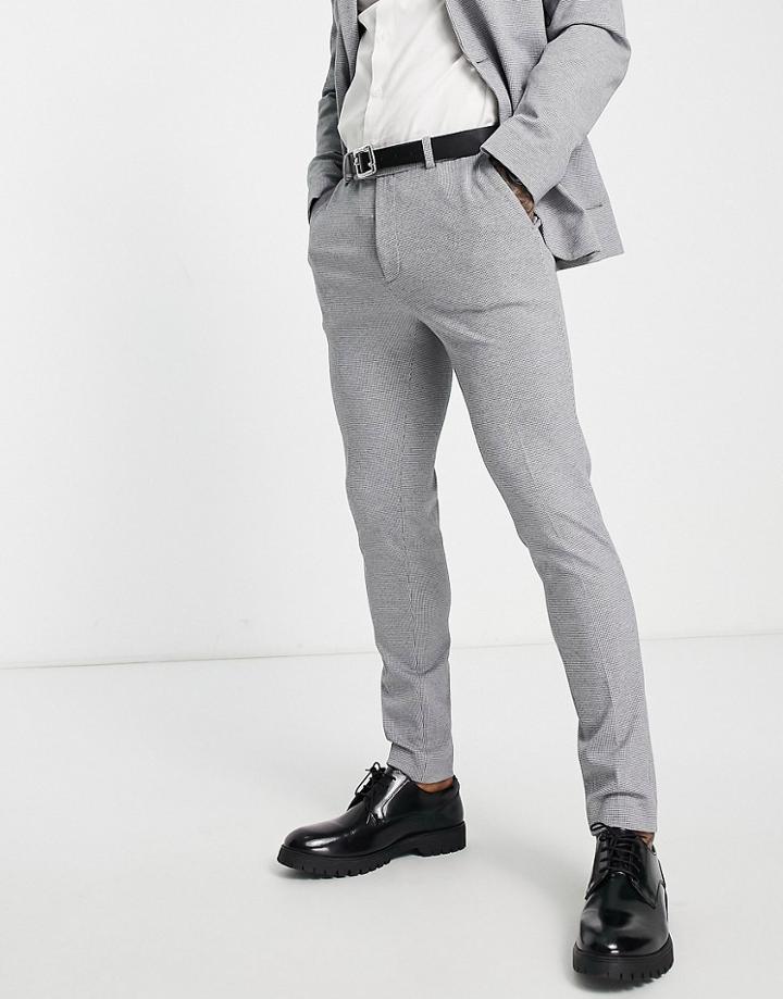 Asos Design Super Skinny Suit Pants In Puppytooth In Black