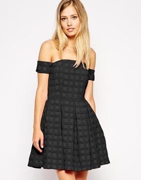 Asos Bardot Textured Prom Dress - Black