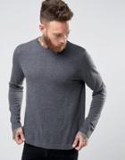 Asos Crew Neck Sweater In Relaxed Fit - Gray