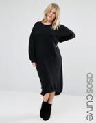 Asos Curve Midi Dress In Knit - Black
