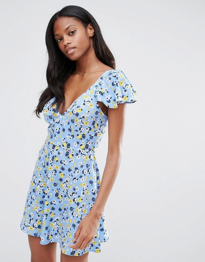 Influence Floral Tea Dress - Blue