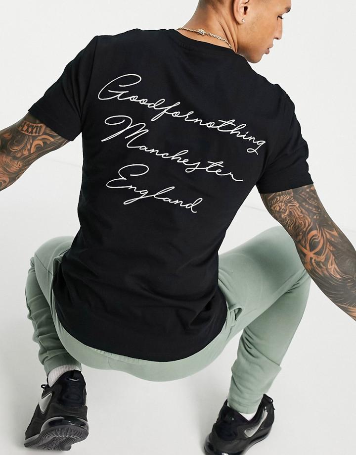 Good For Nothing T-shirt In Black With Logo Chest And Back Script Print