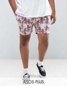 Asos Plus Jersey Short In Palm Print - Gray