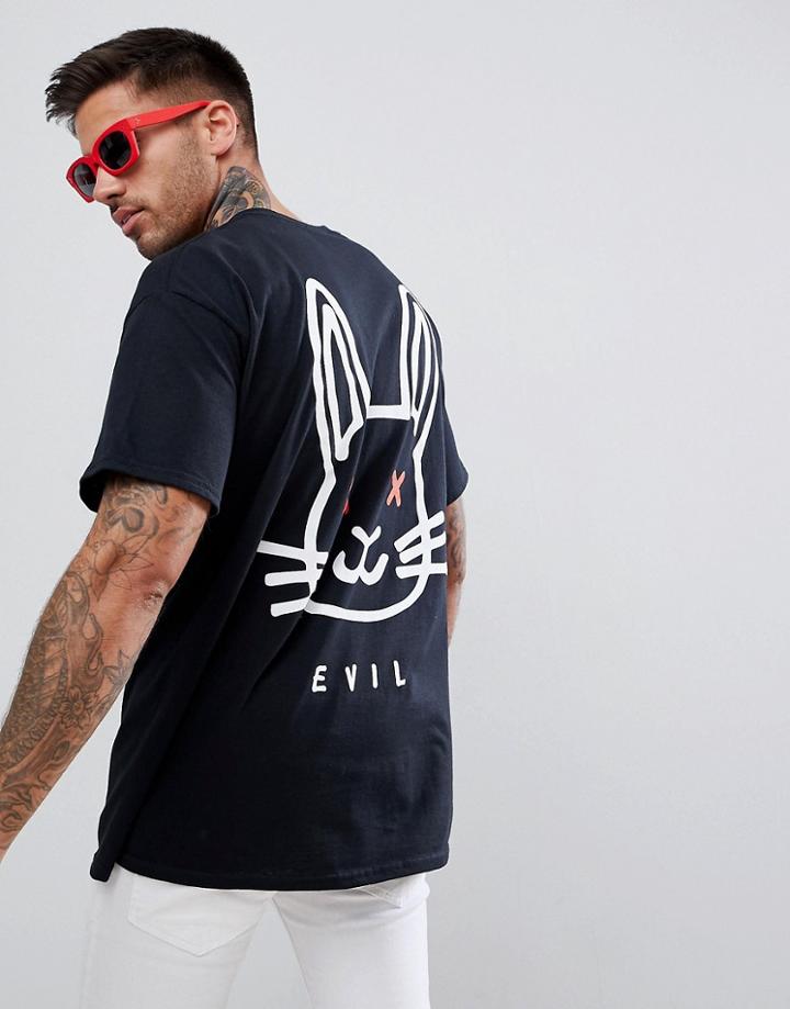 New Love Club Evil Bunny Back Print T-shirt - Black