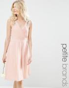 Tfnc Petite Prom Midi Dress With Embellished Shoulders - Nude
