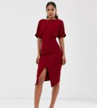 Asos Design Tall Wiggle Midi Dress - Red