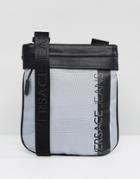 Versace Jeans Flight Bag In Gray With Large Logo - Gray