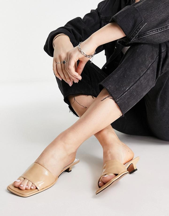 Topshop Nora Square Toe Low Mule In Camel-brown