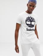 Timberland Large Stacked Logo T-shirt Slim Fit In White - White