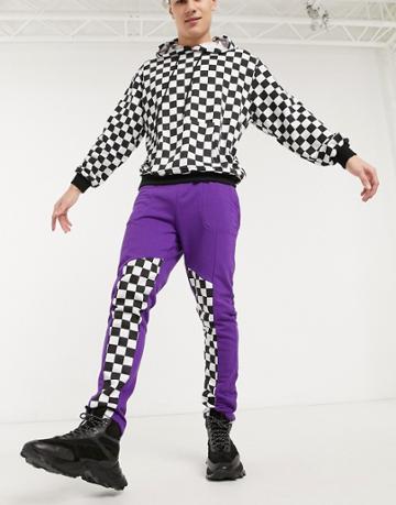 One Above Another Sweatpants With Racer Print In Purple