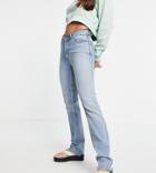 Asos Design Tall Premium Organic Mid Rise '90's' Straight Leg Jeans In Lightwash-blues