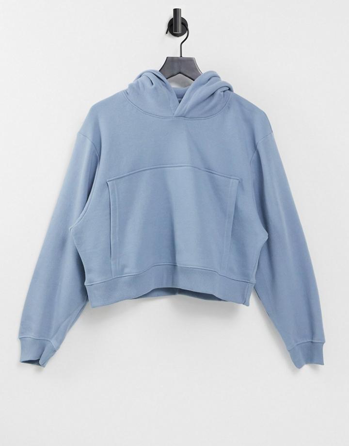 Threadbare Aloe Cropped Hoodie In Dusty Blue-blues