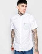 Fred Perry Shirt With Stripe Pocket And Back Short Sleeves In Slim Fit - White