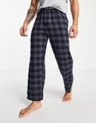 French Connection Lounge Pant In Gray And Blue Check