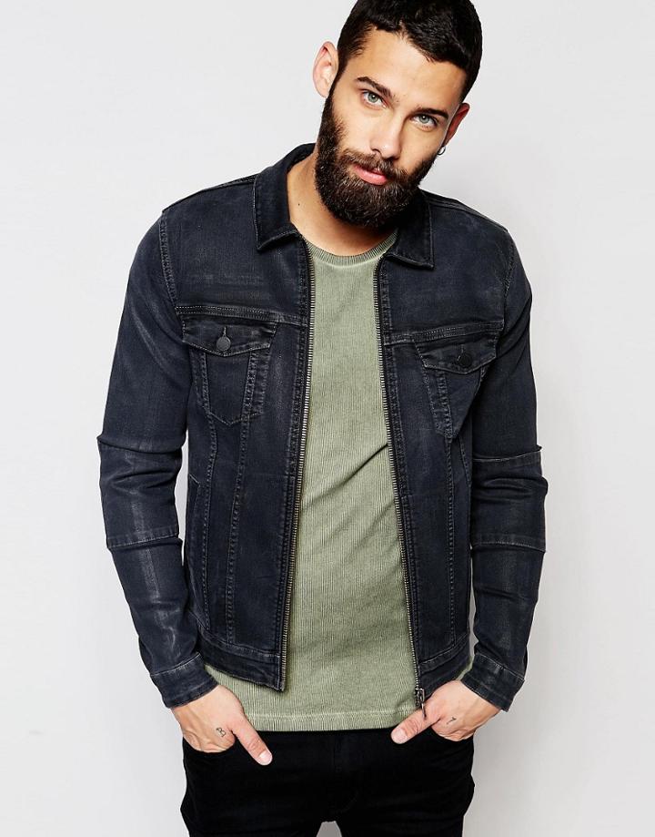 Dark Future Denim Jacket In Skinny Fit - Black