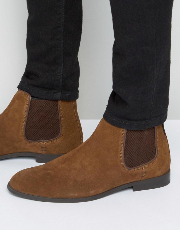 Ben Sherman Chelsea Boots In Tan Suede - Tan