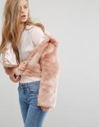 Miss Selfridge Blush Faux Fur Jacket - Pink