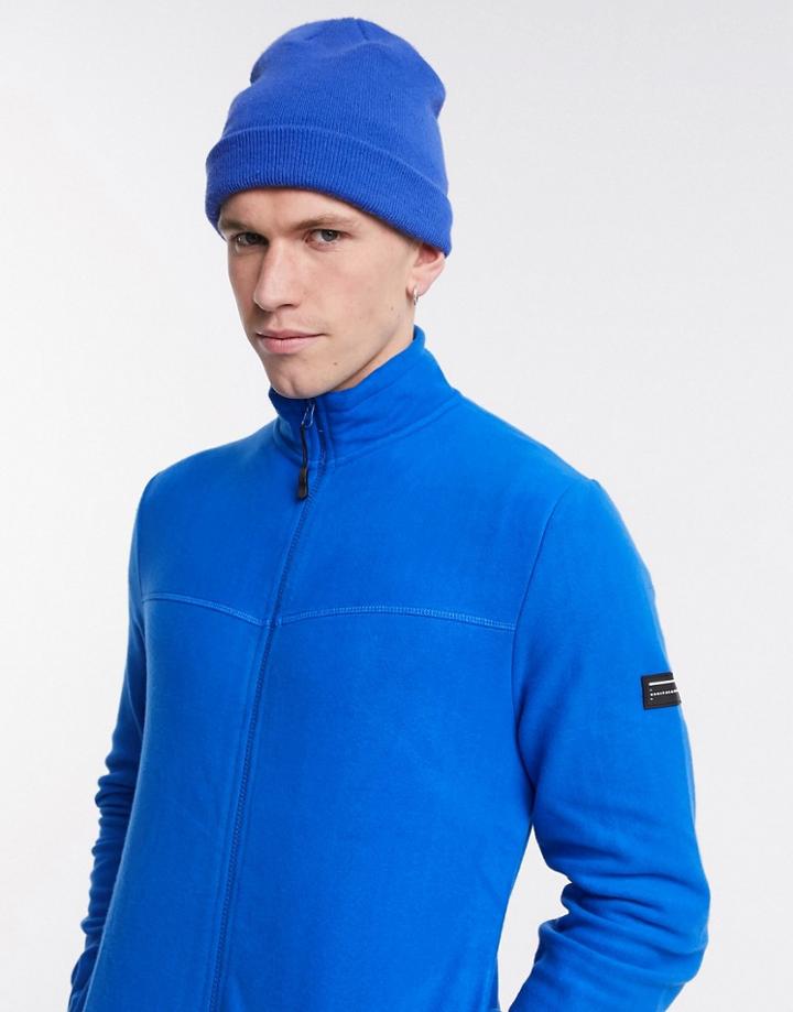 Asos Design Polar Fleece Track Jacket With Badge In Bright Blue