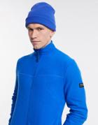 Asos Design Polar Fleece Track Jacket With Badge In Bright Blue