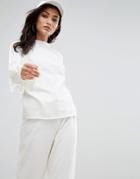 Daisy Street Lightweight Sweatshirt With Ruffle Trim Sleeves Co-ord - White