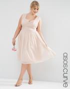 Asos Curve Wedding Midi Dress With Ruched Panel - Nude