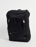 Asos Design Backpack With Double Straps In Black Nylon