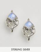 Rock N Rose Semi - Precious Moonstone Earrings - Silver
