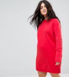 Asos Curve Oversized Sweat Dress With Quilting Detail - Red