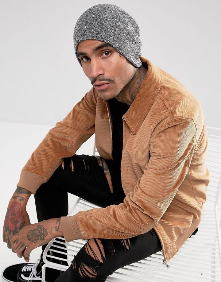Bershka Beanie In Gray Marl - Gray
