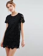The English Factory Crochet Shift Dress - Black
