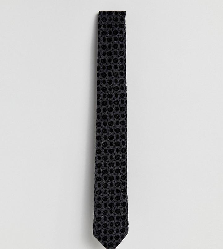 Heart & Dagger Tie In Flocked Wool Mix - Gray
