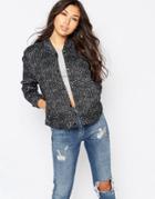 Native Youth Knit Effect Fleece Bomber - Black