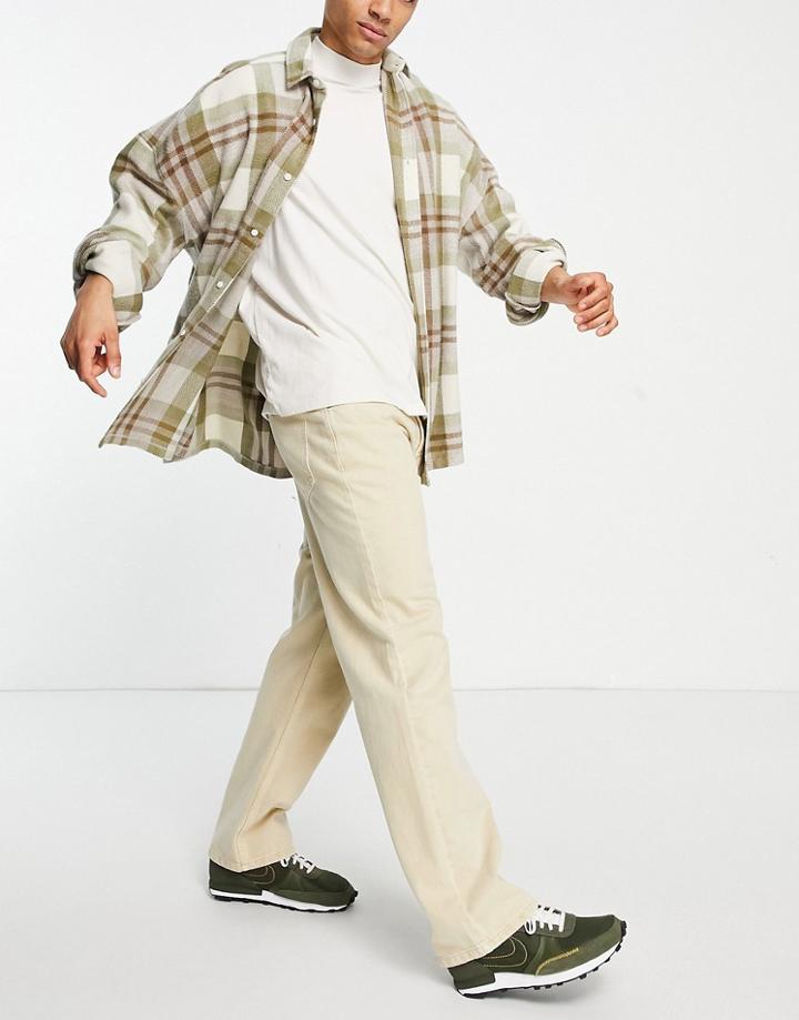 Bershka 90's Fit Jeans In Beige-neutral