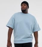 Asos Design Plus Oversized Short Sleeve Sweatshirt In Blue
