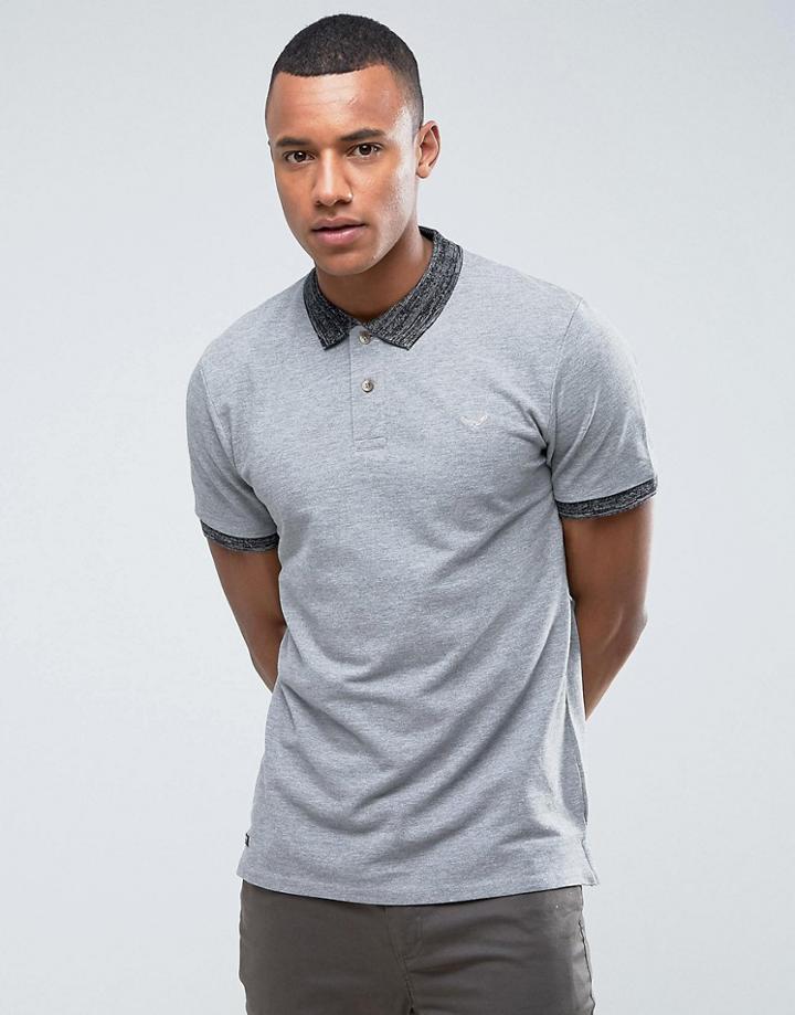 Threadbare Pique Polo With Contract Collar - Gray