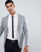 Asos Design Super Skinny Blazer In Gray Jersey