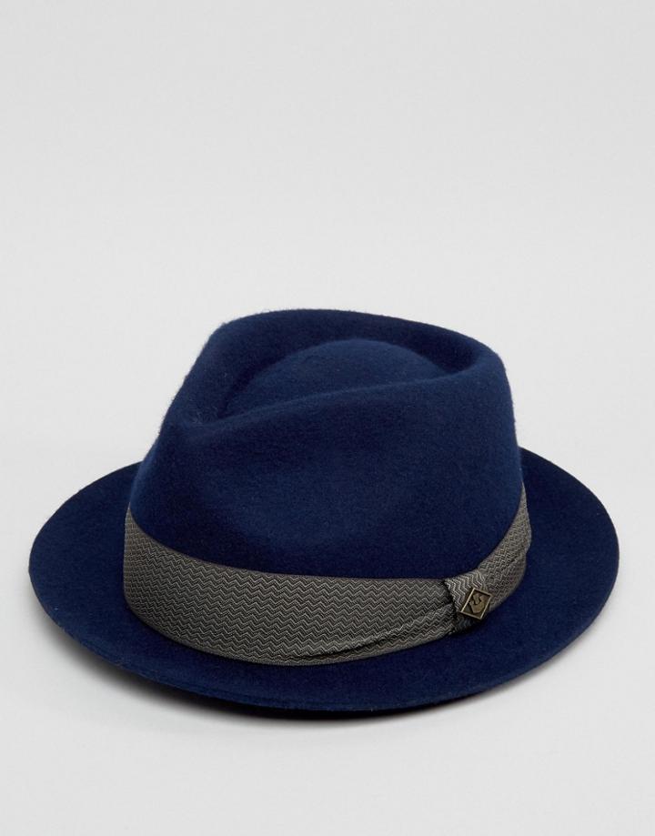 Goorin Griffin Trilby Hat In Navy - Navy