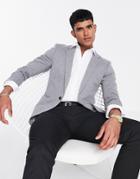 Asos Design Super Skinny Jersey Blazer In Gray-grey