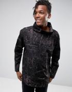 Asos Funnel Neck Overhead Shirt With Cracked Print - Black