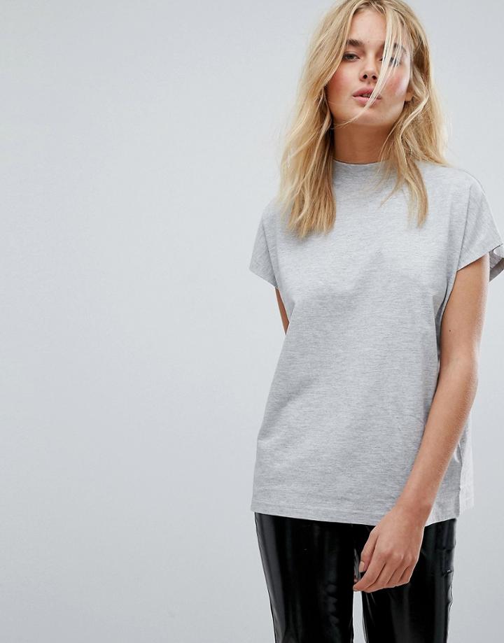 Weekday High Neck T-shirt - Gray