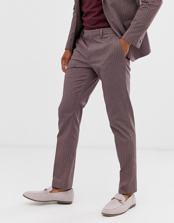 River Island Suit Pants In Brown Geo Print