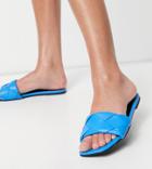 Asos Design Wide Fit Forty Woven Flat Sandals In Blue-blues