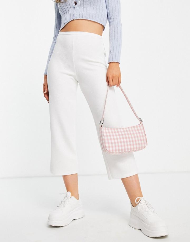Closet London Set High Waist Crepe Wide Leg Pants In Cream-white