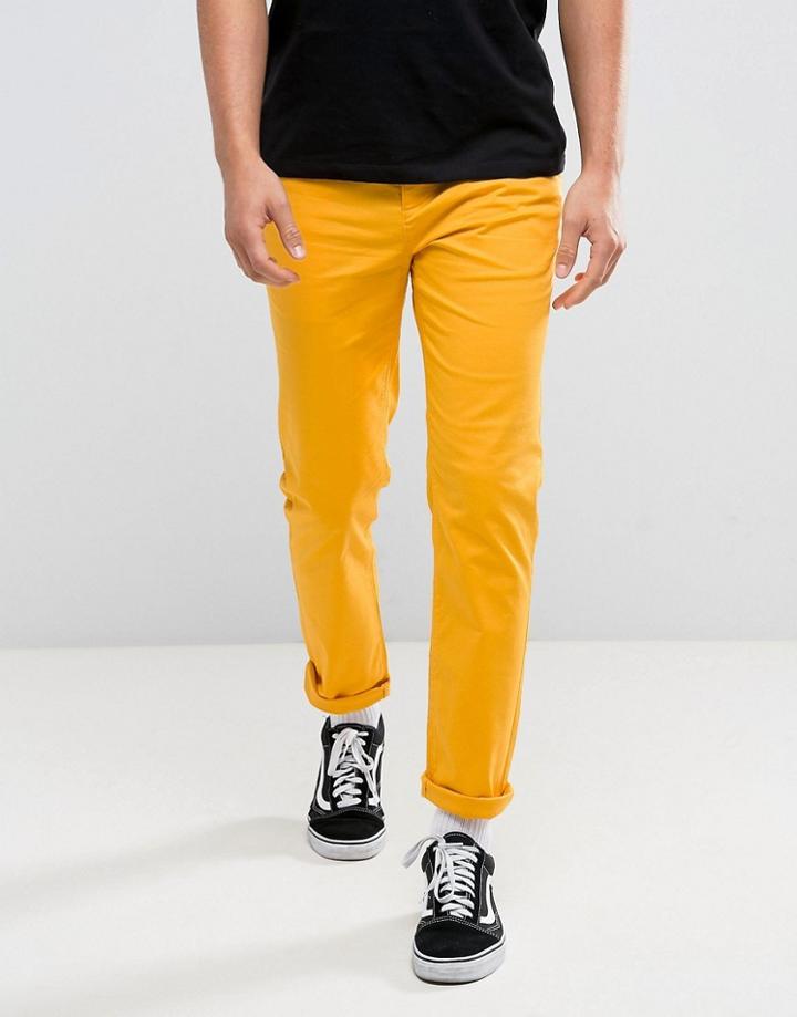 Asos Slim Chinos In Yellow - Yellow