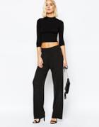 Selected Roxie Wide Leg Pants - Dark Gray Melange
