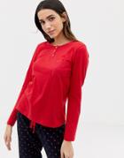 Women'secret Long Sleeve Pyjama Top In Red - Red