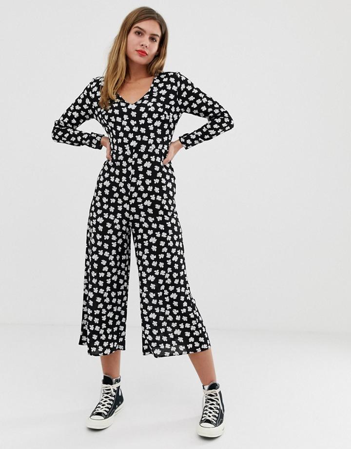 Nobody's Child Flared Jumpsuit In Floral-black