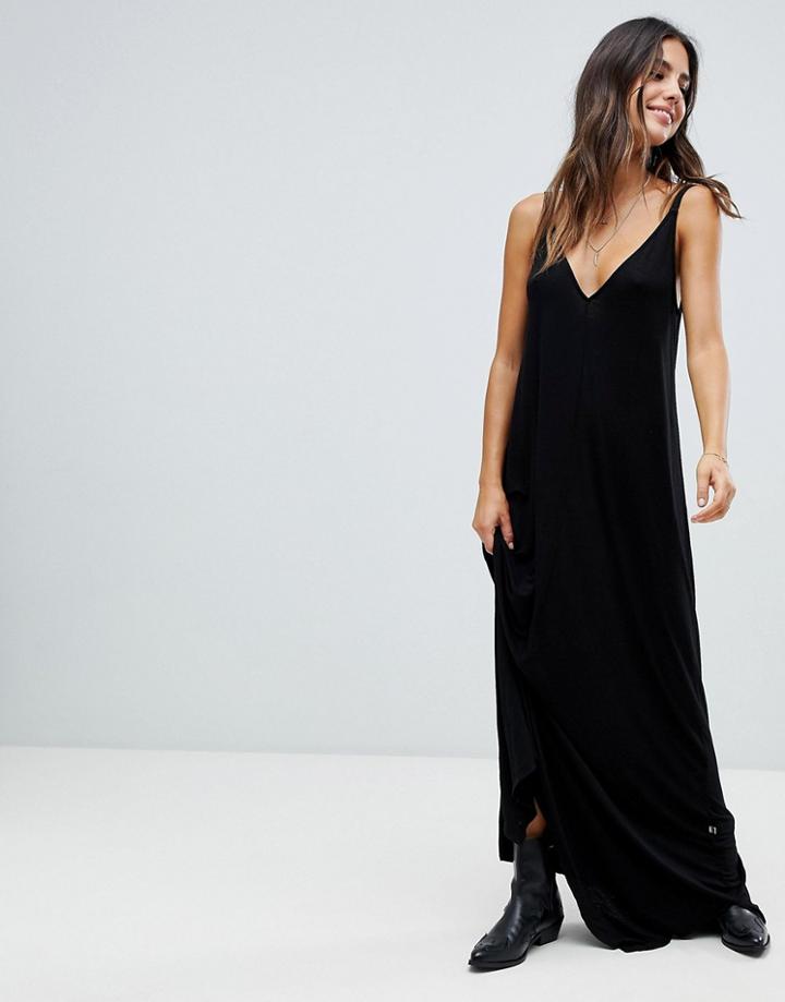 Nytt Kaitlyn Shark Bite Cami Maxi Dress - Black