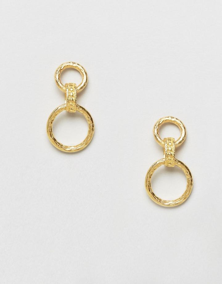 Ottoman Hands Hammered Chain Hooped Earrings - Gold